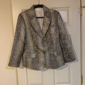 Chico’s Tan/Brown Snakeprint Lined Blazer sz 2
